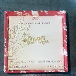 Gold Overlay Sterling Silver 2025 Snake Earrings with Cubic Zirconia